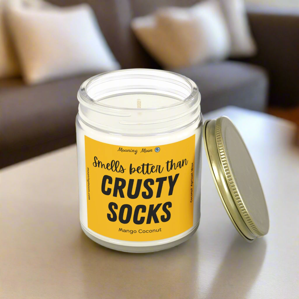 Crusty Socks - Mango Coconut, Coconut Apricot Wax Candle
