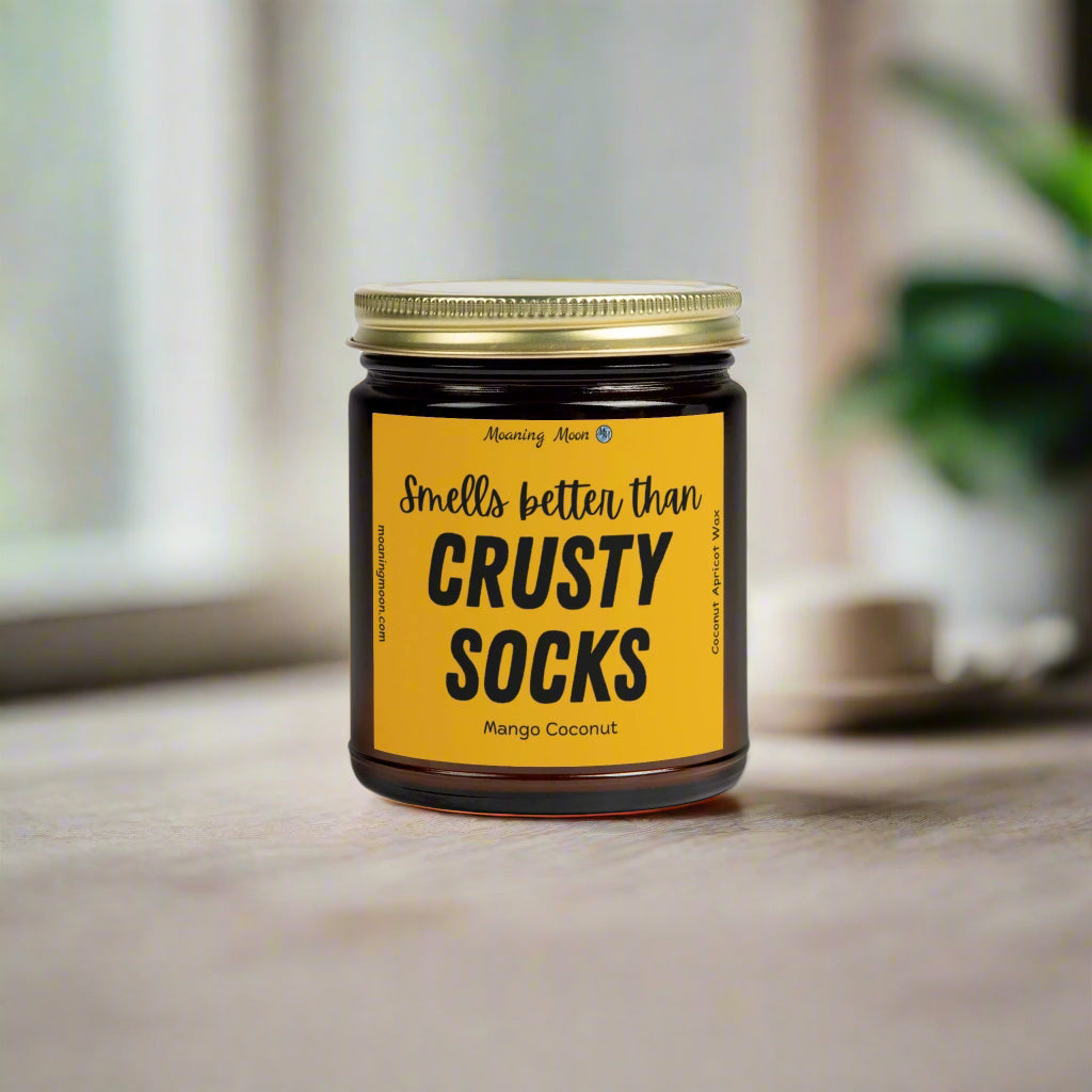 Crusty Socks - Mango Coconut, Coconut Apricot Wax Candle