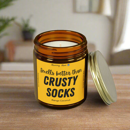 Crusty Socks - Mango Coconut, Coconut Apricot Wax Candle