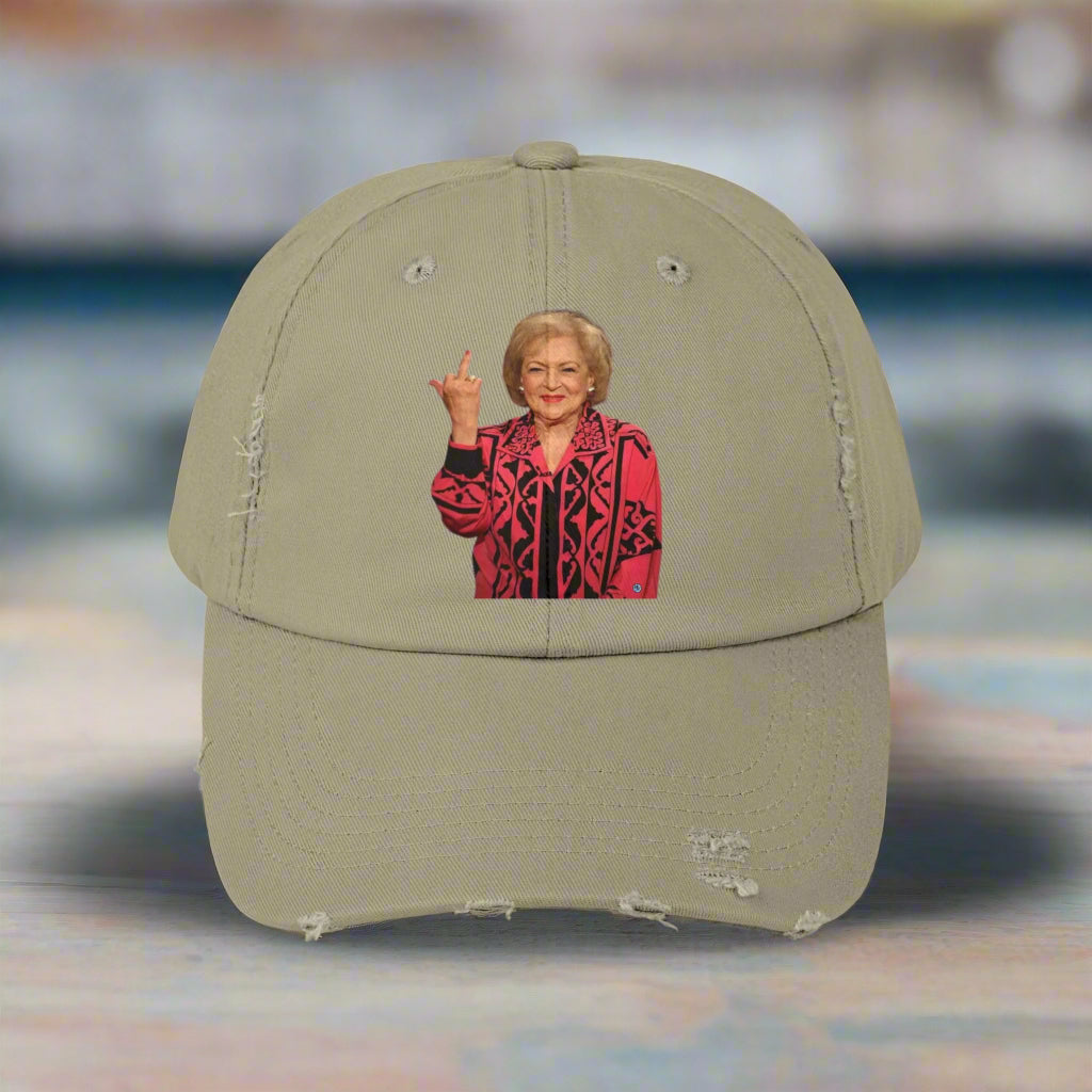 Betty White Middle Finger Distressed Cap