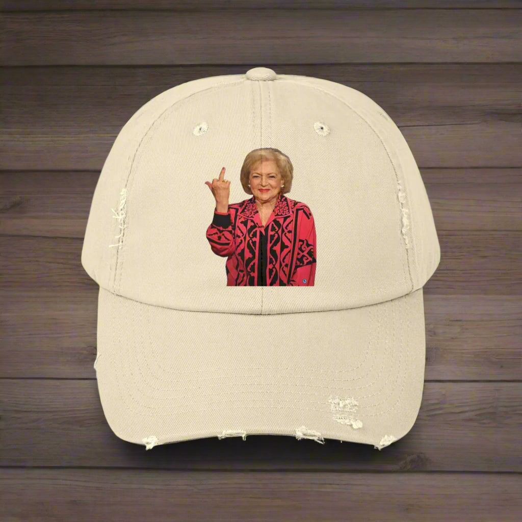 Betty White Middle Finger Distressed Cap