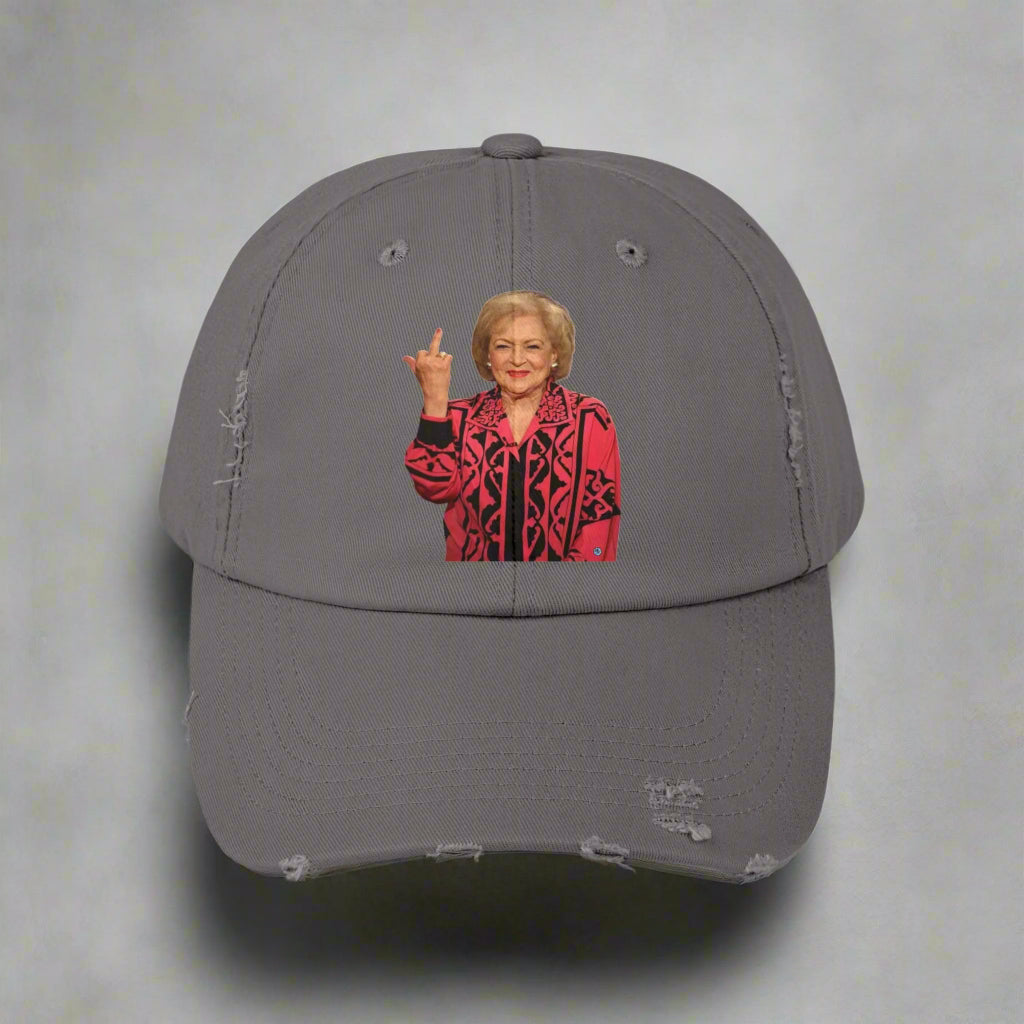 Betty White Middle Finger Distressed Cap