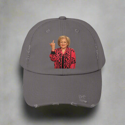 Betty White Middle Finger Distressed Cap