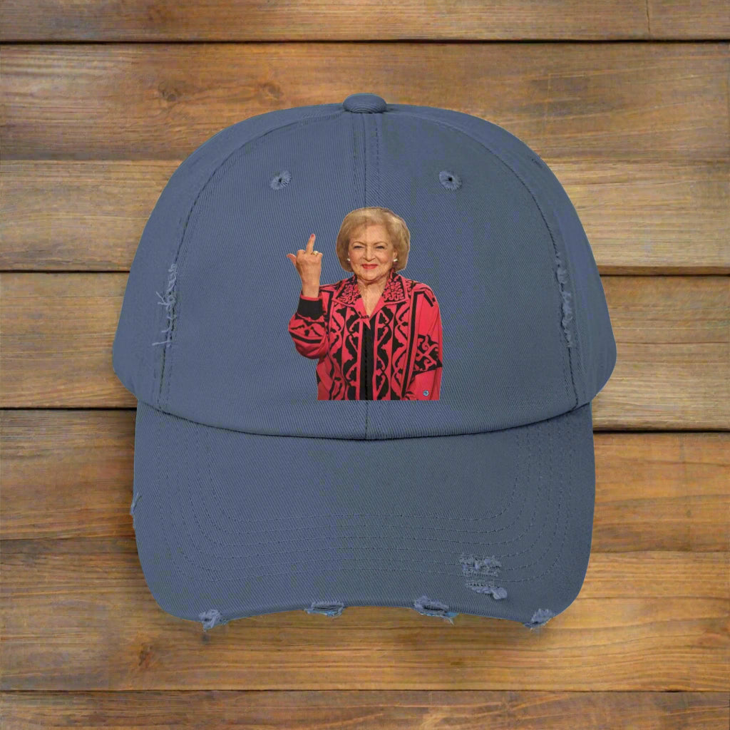 Betty White Middle Finger Distressed Cap