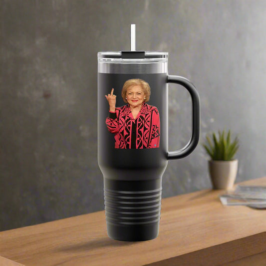 Betty White Middle Finger Insulated Travel Mug, 40oz