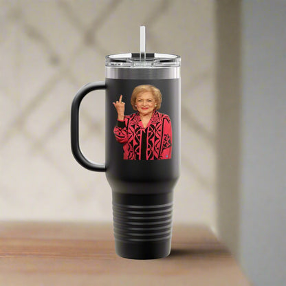 Betty White Middle Finger Insulated Travel Mug, 40oz