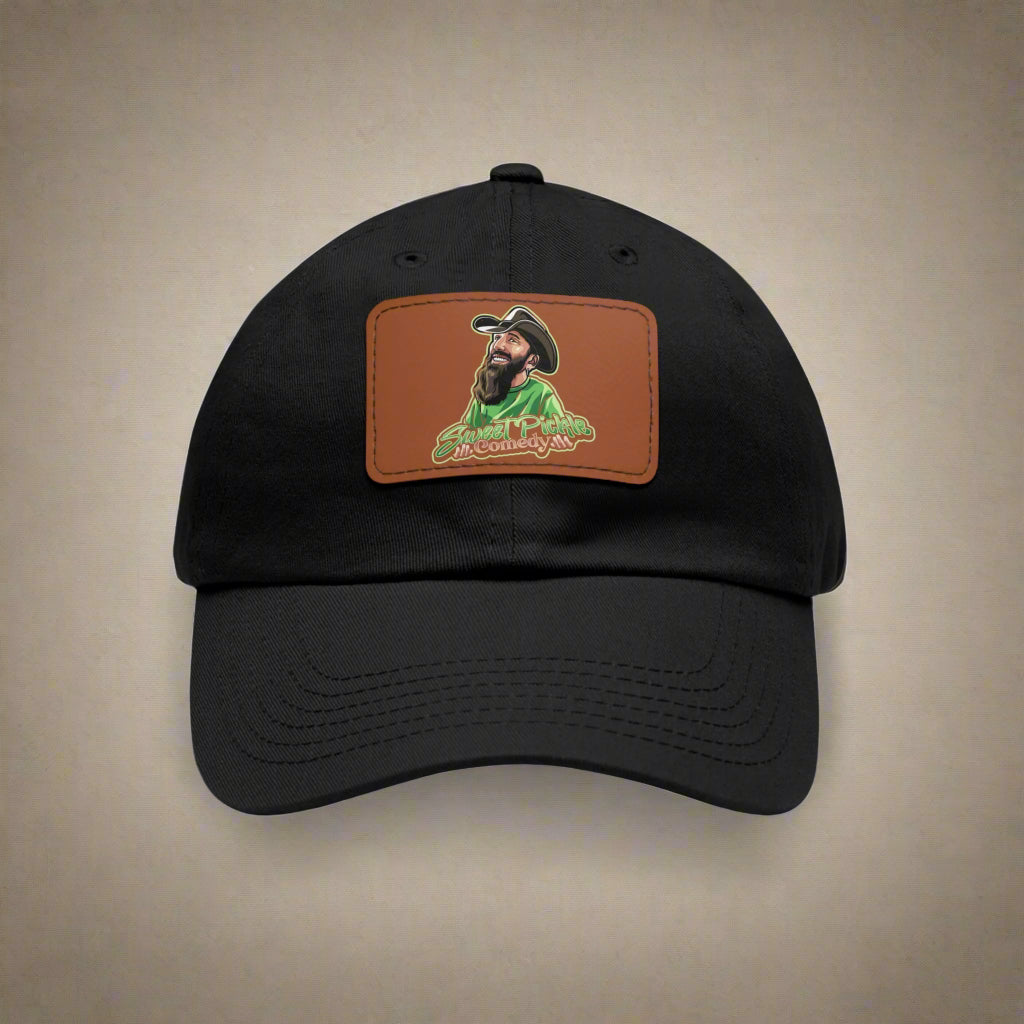 Sweet Pickle Dad Cap with Rectangle Brown Leather Patch