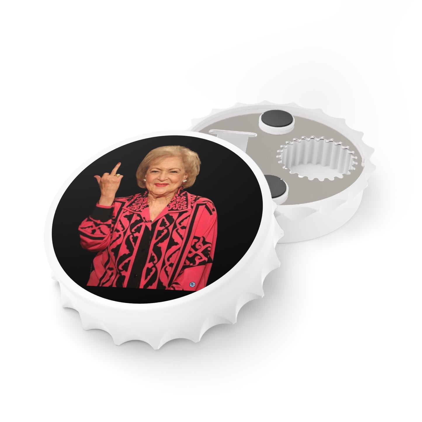 Betty White Middle Finger Magnetic Double Bottle Opener