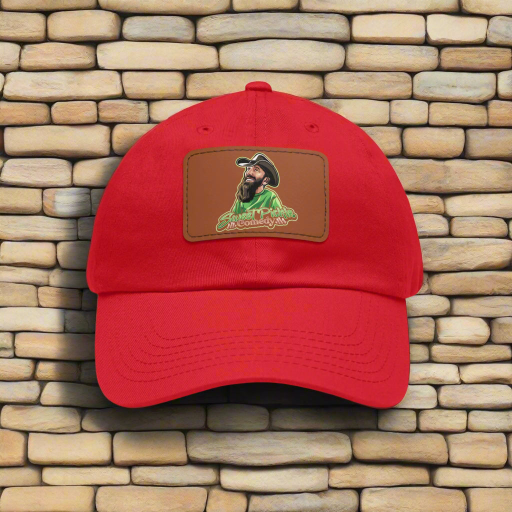 Sweet Pickle Dad Cap with Rectangle Brown Leather Patch