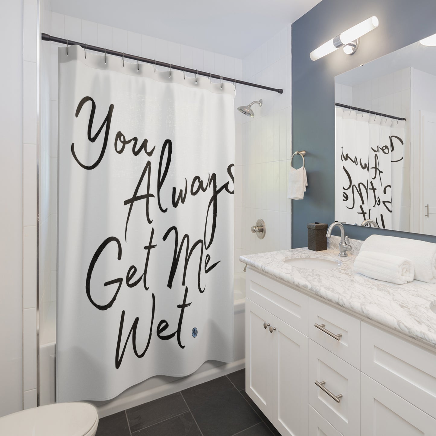 Get Me Wet White Shower Curtain