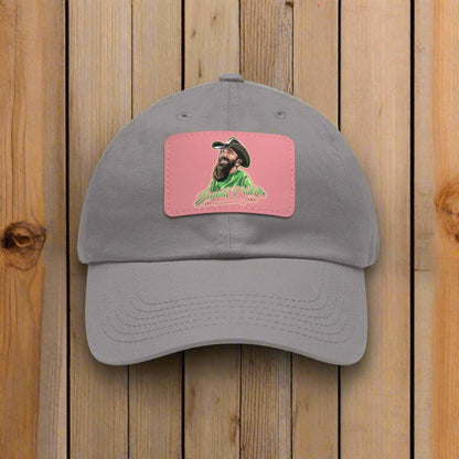 Sweet Pickle Dad Cap with Rectangle Pink Leather Patch
