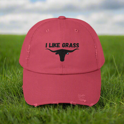 I Like Grass Distressed Cap