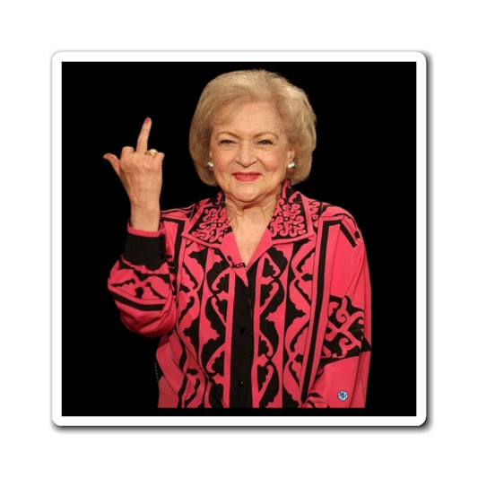 Betty White Middle Finger Square Magnet