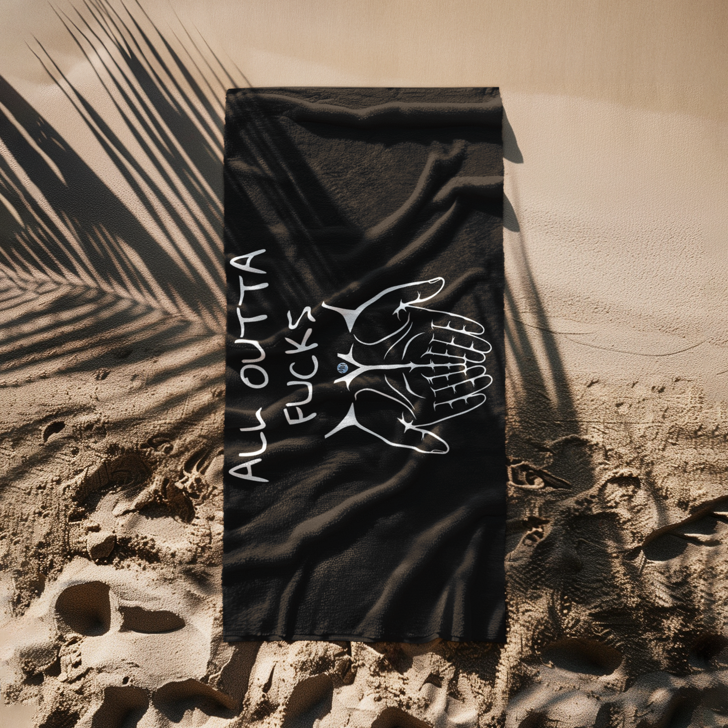 All Outta Fucks Black Beach Towel
