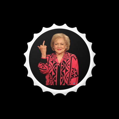 Betty White Middle Finger Magnetic Dual Bottle Opener