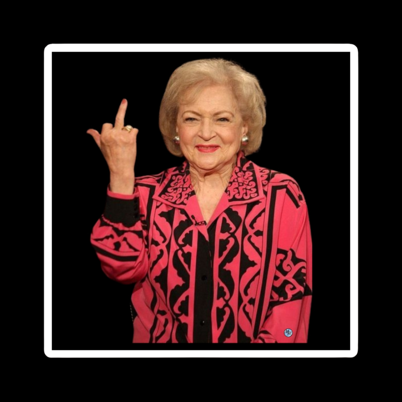 Betty White Middle Finger Square Magnet