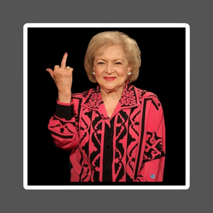 Betty White Middle Finger Square Magnet