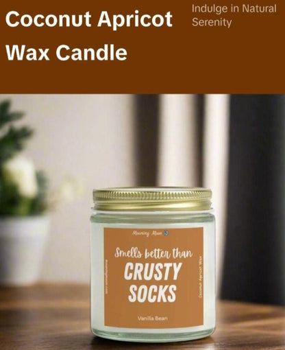 Crusty Socks - Vanilla Bean, Non-Toxic Coconut Apricot Wax Candle